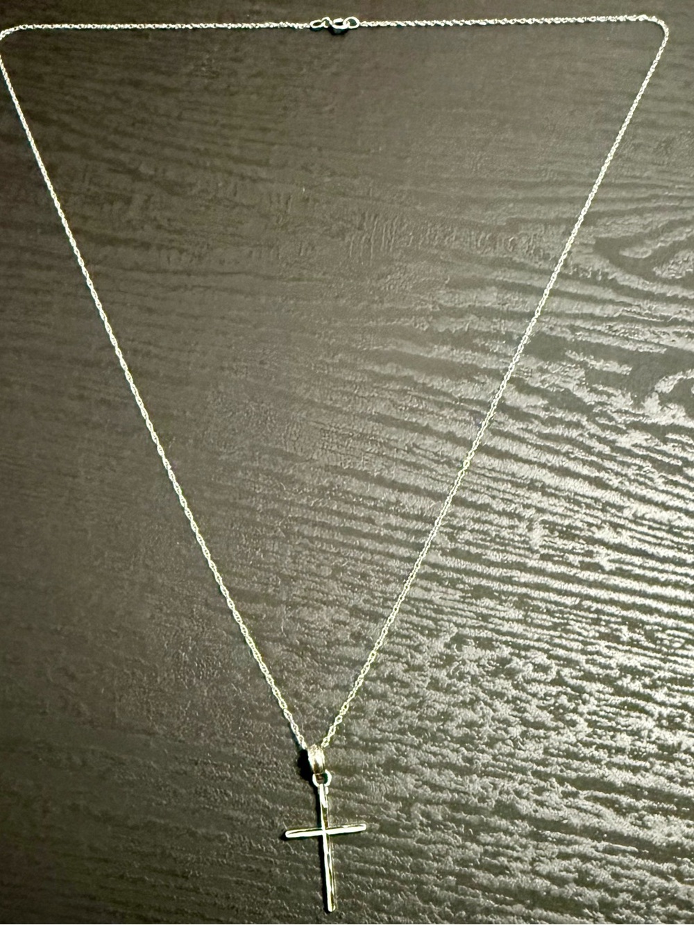 14K White Gold Cross Necklace Dainty Minimalist Chain Religious Pendant 1g